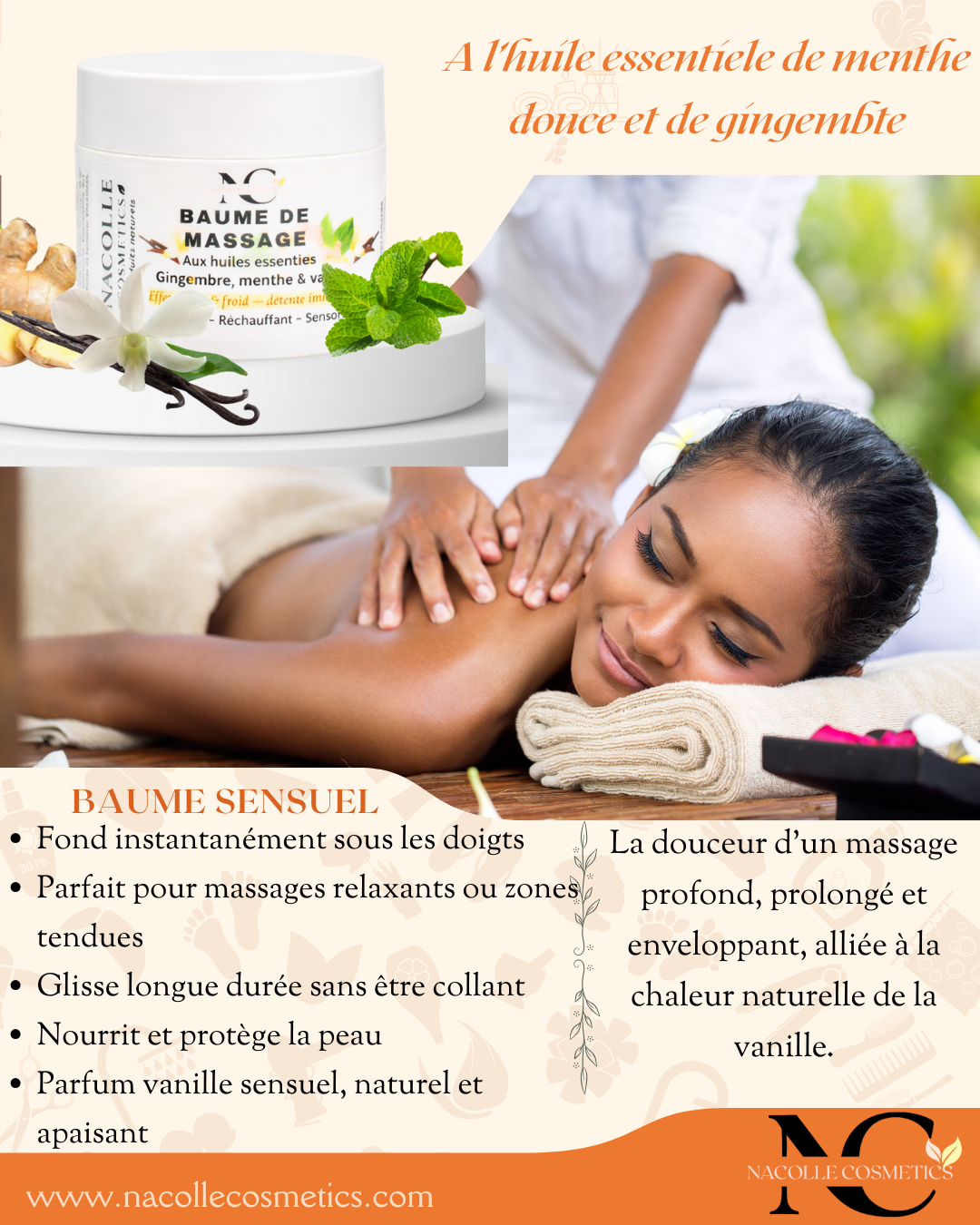 Baume de massage - Gingembre, vanille et menthe